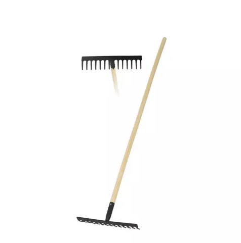 RATEAU 14 DENTS 143CM ACIER / BOIS NOIR